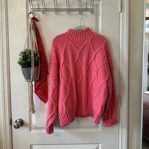 J. Crew Collection Cable-Knit Pink Cowl Neck Sweater
